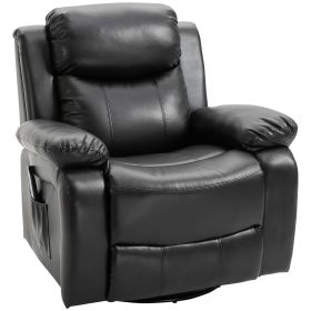 PU Leather Massage Recliner Chair, Swivel Massage Recliner with Remote Control, Footrest, Padded Seat for Living Room, Bedroom, Black