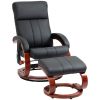 Electric Black Faux Leather Swivel Recliner Chair with Ottoman, 10 Vibration Massage Points & Remote for Comfort