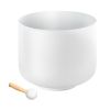 Crystal Singing Bowl, 8-inch F Note Heart Chakra Singing Bowl, Frosted Quartz Singing Bowl with Rubber Mallet and O-Ring, Perfect for Meditation, Yoga