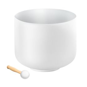 Crystal Singing Bowl, 8-inch F Note Heart Chakra Singing Bowl, Frosted Quartz Singing Bowl with Rubber Mallet and O-Ring, Perfect for Meditation, Yoga