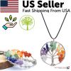 Tree of Life Pendant Necklace 7 Chakra Natural Gemstone Crystal Stones Healing