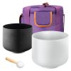 2PCS Crystal Singing Bowls, 8-inch and 10-inch A & F Note Singing Bowls, Frosted Quartz Singing Bowl with 10" Carrying Bag