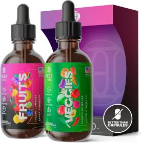 Fruits & Veggies Liquid  Superfood Complex Set â€“ Extra Strength Daily Immunity, Digestion & Energy Support, 2 x 1 fl oz