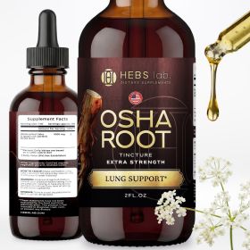 HEBS lab Osha Root Tincture Liquid Extract â€“ Extra Strength Lung & Respiratory Support Supplement, 2 fl oz