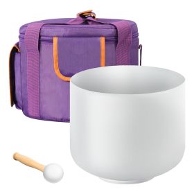 Crystal Singing Bowl, 8-inch F Note Heart Chakra Singing Bowl, Portable Frosted Quartz Singing Bowl with Rubber Mallet, O-Ring and 8" Carrying Bag
