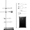 Lab Stand Support, Laboratory Retort Support Stand 2 Sets, Steel Lab Stand 23.6" Rod and 8.3" x 5.3" Cast Iron Base, Includes Flask Clamps
