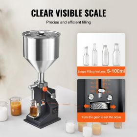 Manual Paste Liquid Filling Machine, 5-100ml Bottle Filler, Adjustable Bottle Filling Machine
