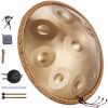 Handpan Drum, 22 in & 9 Notes, D Minor Hand Drum, Hand Pan Drum Instrument with Mallets, 440Hz Handpan Stand & Carry Bag, Steel Healing Sound Drum