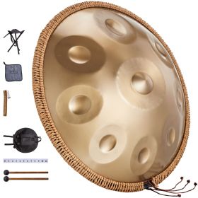 Handpan Drum, 22 in & 9 Notes, D Minor Hand Drum, Hand Pan Drum Instrument with Mallets, 440Hz Handpan Stand & Carry Bag, Steel Healing Sound Drum
