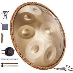Handpan Drum, 22 in & 10 Notes, D Minor Hand Drum, Hand Pan Drum Instrument with Mallets, 432Hz Handpan Stand & Carry Bag, Steel Healing Sound Drum