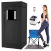 The portable single-person sauna is equipped with 9 temperature Settings and a 90-minute timer
