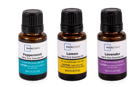 Mainstays 100% Pure Essential Oil Variety 3 Pack, 15mL Peppermint, 15mL Lavender, 15mL Lemon