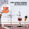 Essential Oil Distillation Kit, 500ml Distillation Apparatus, 3.3 Boro Lab Glassware Distillation Kit with Alcohol Lamp, Ceramic Mesh and 24, 40 Joint