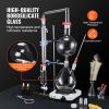 Essential Oil Distillation Kit, 2000ml Distillation Apparatus, 3.3 Boro Lab Glassware Distillation Kit with 1000W Heating Plate and 24, 40 Joint