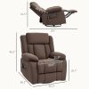 Recliner Massage Armchair with Heat, Oversized Swivel Rocker with Footrest, Remote and Side Pockets, Brown