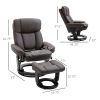 PU Leather Massage Recliner Chair with Ottoman 10 Point Vibration Swiveling Armchair, Brown