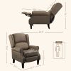 Wingback Brown Recliner Massage Chair with Heat Fabric Sofa Remote Control and Footrest for Living Room