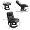Massage Recliner Chair, Recliner with Ottoman, 10-Point Vibrating Massage and Swivel Function for Living Room, Bedroom & office, Black