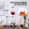 Essential Oil Distillation Kit, 2000ml Distillation Apparatus, 3.3 Boro Lab Glassware Distillation Kit with 1000W Heating Plate and 24, 40 Joint