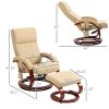 Electric Recliner Chair with Ottoman, Faux Leather, 10 Vibration Points, Remote Control, Beige