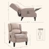 Vibration Massage Recliner Chair for Living Room with Heat, Wingback Single Sofa, Modern Linen Fabric Push Back Reclining Chair with Footrest