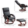 Electric Black Faux Leather Swivel Recliner Chair with Ottoman, 10 Vibration Massage Points & Remote for Comfort