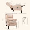 Recliner Massage Chair with Heat, Massage Recliner Chair with Remote Controller, Side Pocket, Cream White
