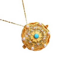 Women's Fashion Gold Plated Color Gold Plated Color Incense Bag Pendant Necklace (Color: Gold, Style: Set)