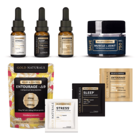 Hemp Extract Sample Kit â€“ Relief & Control Tinctures, Softgels, Salve & Î”9 Gummies for Sleep, Stress & Muscle Recovery (Entourage: Stress + Sleep)