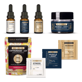 Hemp Extract Sample Kit â€“ Relief & Control Tinctures, Softgels, Salve & Î”9 Gummies for Sleep, Stress & Muscle Recovery (Entourage: Muscle + Joint + Stress)