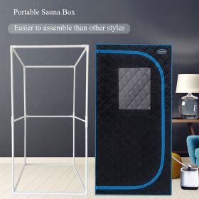 Portable Black Full Size Steam Sauna tentâ€“Personal Home Spa, with Steam Generator, Remote Control, Foldable Chair, PVC pipes. Easy to Install (Color: as Pic)
