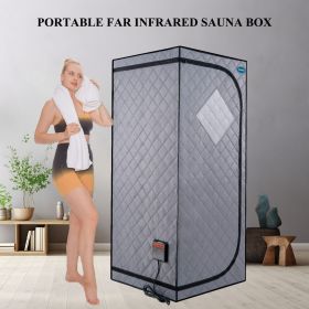 Portable Full Size Grey Infrared Sauna tentâ€“Personal Home Spa, with Infrared Panels, Heating Foot Pad, Controller, Foldable Chair (Color: as Pic)