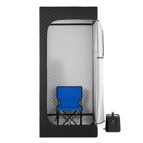 Upgraded Portable Steam Sauna for Home, 1 Person Full Body Home Spa Tent with Steamer & 1 Foldable Chairs & Remote & Essential Oil Box (Style: Square)