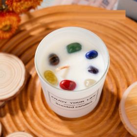 Natural Crystal Stone Aromatherapy Candle Soy Wax Smokeless Candles Gift Box Christmas Hand Gift (size: Polished Rough Stone)
