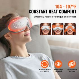 Eye Massager with Heat & Remote, Heated Eye Massage Mask with 5 Modes and Bluetooth Music, 180° Foldable Eye Care Massager for Eye Strain, Dry Eyes (Color: White, Control Type: Remote Control)
