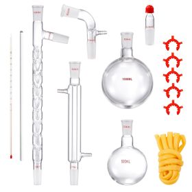 Lab Distillation Kit, 3.3 Boro Lab Glassware Distillation Kit with 24, 40 Joint, 1000ml Essential Oil Distillation Apparatus Kit (Default: Default)