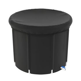97Gal Large Size Ice BathTub with Cover for Adults Athletes Recovery Cold Water Therapy Outdoor Portable Cold Plunge Tub 660LBS Load Capacity 33.46x29 (Color: Black, size: One size)