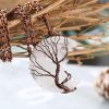 2Pcs Tree of Life Crescent Moon Necklace Hexagonal Natural Quartz Stone Pendant Healing Wire Wrap Gemstone Necklace Crystal Pendant Gift for Women
