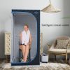 Portable Black Full Size Steam Sauna tentâ€“Personal Home Spa, with Steam Generator, Remote Control, Foldable Chair, PVC pipes. Easy to Install
